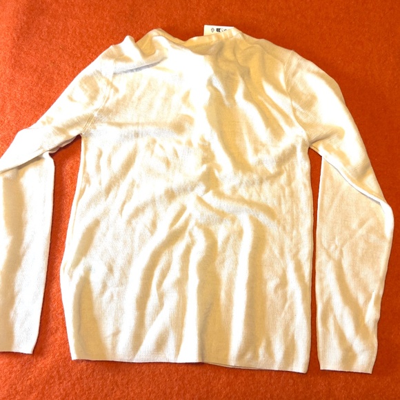 Zara ecru basic wool blend knit sweater with buttons NWT - Picture 8 of 9